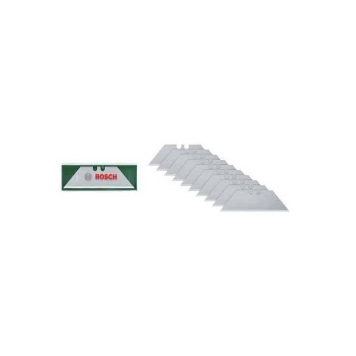 Bosch Set de 10 lames trapézoidales (pr couteau pliant pr travaux de découpe acier SK5 coffret de rangement)