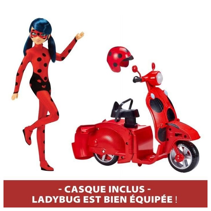 Scooter Miraculous Switch'n go + poupée articulée Ladybug Lucky Charm BANDAI 26 cm - P50668