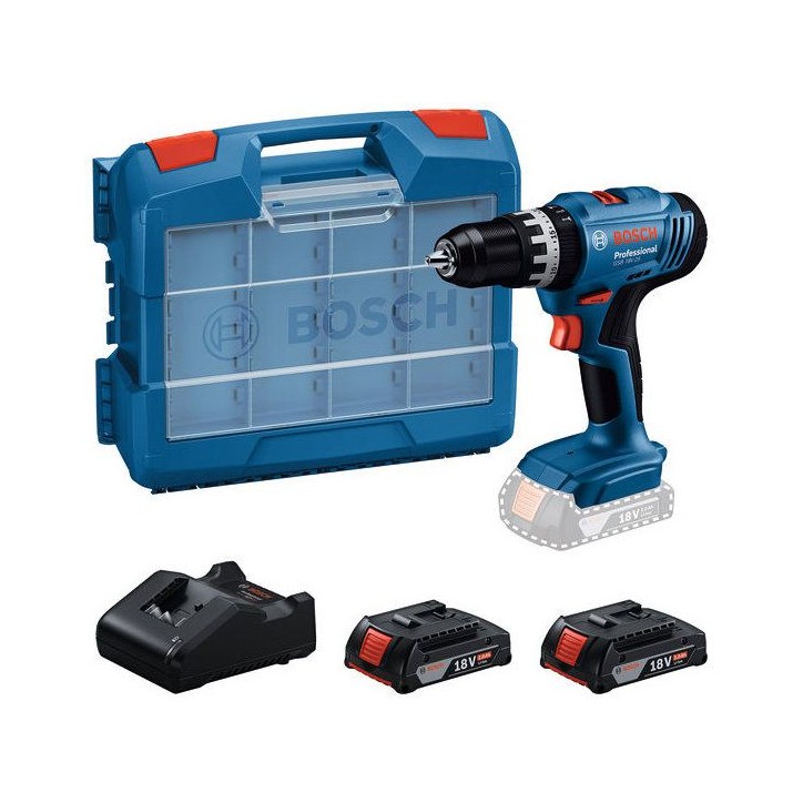Perceuse a percussion sans fil BOSCH PROFESSIONAL - GSB 18V-25 - 2 batteries GBA 2,0Ah + chargeur GAL 18V-20 + 63 accessoires Perceuse a percussion sans fil BOSCH PROFESSIONAL - GSB 18V-25 - 2 batteries GBA 2,0Ah + chargeur GAL 18V-20 + 63 accessoires