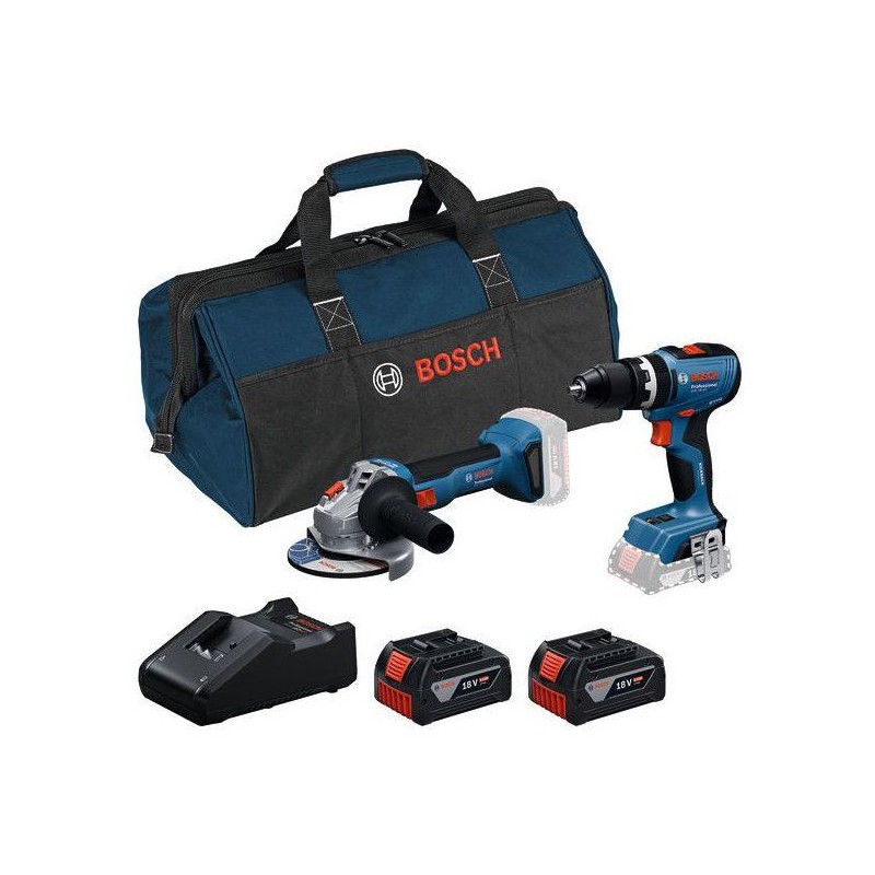 COMBO KIT 2 OUTILS 18V : GSB 18V-65 + GWS 18V-8 + 2 batteries GBA 4,0A