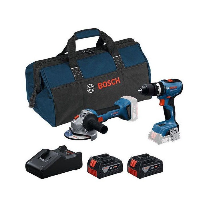 COMBO KIT 2 OUTILS 18V : GSB 18V-65 + GWS 18V-8 + 2 batteries GBA 4,0Ah + chargeur GAL 18V-40