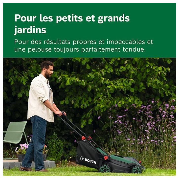 Tondeuse électrique sans fil + 2 batteries 4Ah + chargeur - Bosch - ROTAK18V2-38 - 06008B9M00 - 18V - 38cm de coupe