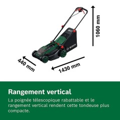Tondeuse électrique sans fil + 2 batteries 4Ah + chargeur - Bosch - R