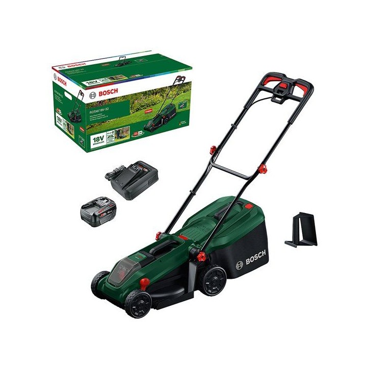 Tondeuse électrique sans fil + batterie 4Ah + chargeur - Bosch - ROTAK18V-32 - 06008B9P00 - 18V - 32cm de coupe