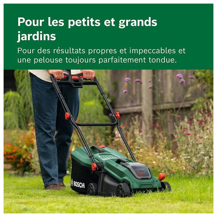 Tondeuse électrique sans fil + batterie 4Ah + chargeur - Bosch - ROTAK18V-32 - 06008B9P00 - 18V - 32cm de coupe