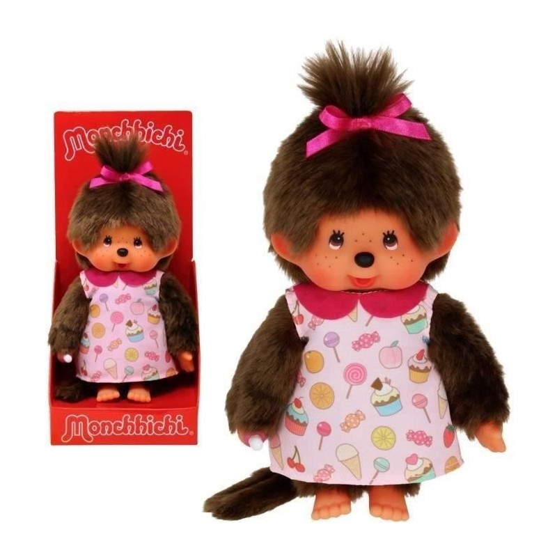 Peluche Monchhichi Pop & Candy - 20 cm - BANDAI Peluche Monchhichi Pop & Candy - 20 cm - BANDAI
