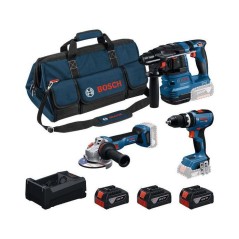 COMBO KIT 3 OUTILS : GSB 18V-65 + 18V-22 + GWS 18V-11 + batteries GBA