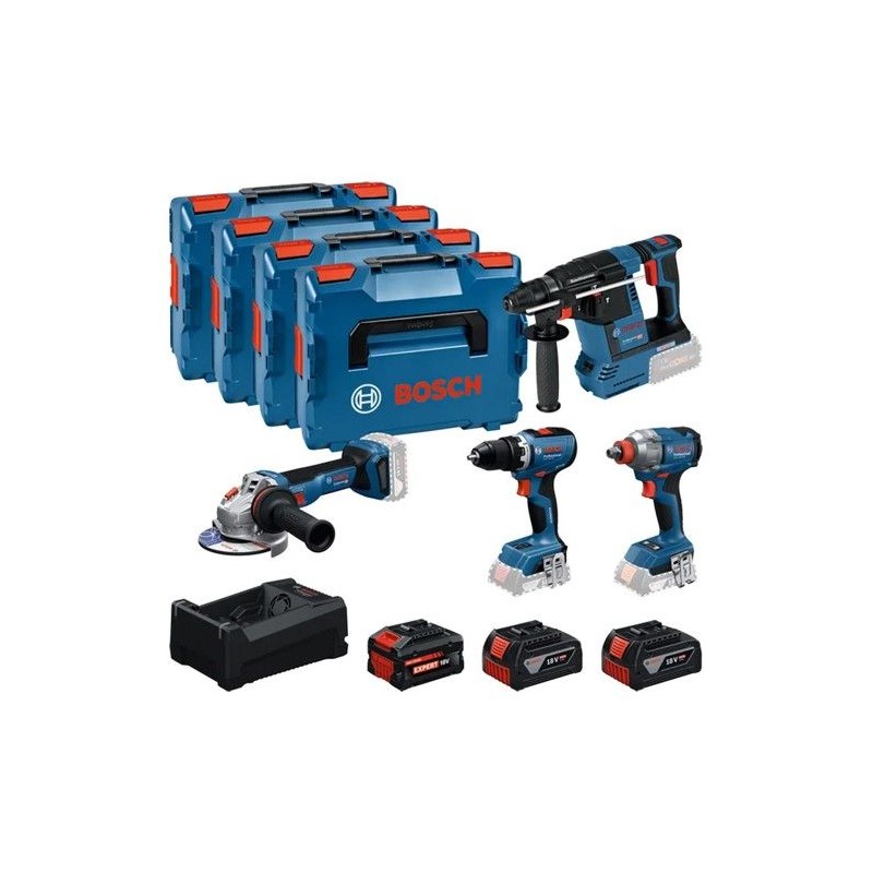 COMBO KIT 4 OUTILS : GSR 18V-65 + GDX 18V-285 + GBH 18V-26 + GWS 18V-1