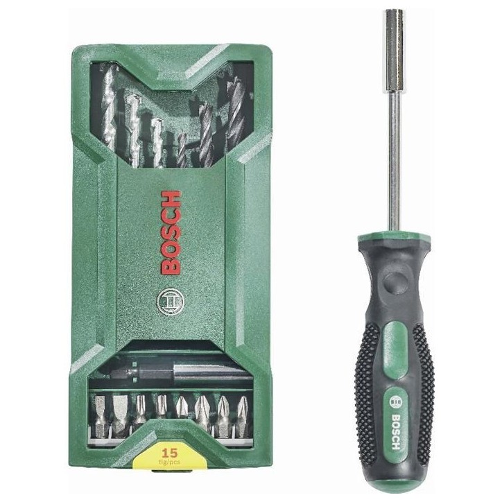 Jeu de 14 embouts et forets + tournevis porte-embout Mini X-Line BOSCH - 2607017654 Jeu de 14 embouts et forets + tournevis porte-embout Mini X-Line BOSCH - 2607017654