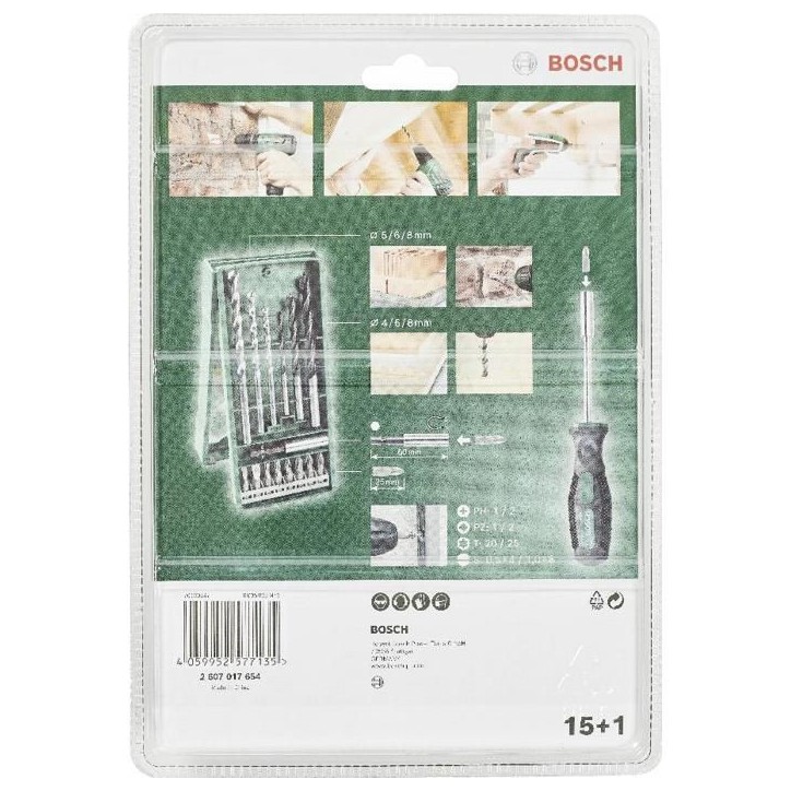 Jeu de 14 embouts et forets + tournevis porte-embout Mini X-Line BOSCH - 2607017654 Jeu de 14 embouts et forets + tournevis porte-embout Mini X-Line BOSCH - 2607017654