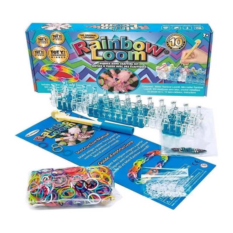 Rainbow Loom Original - Bandai - Métier a tisser avec 600 élastiques Rainbow Loom Original - Bandai - Métier a tisser avec 600 élastiques