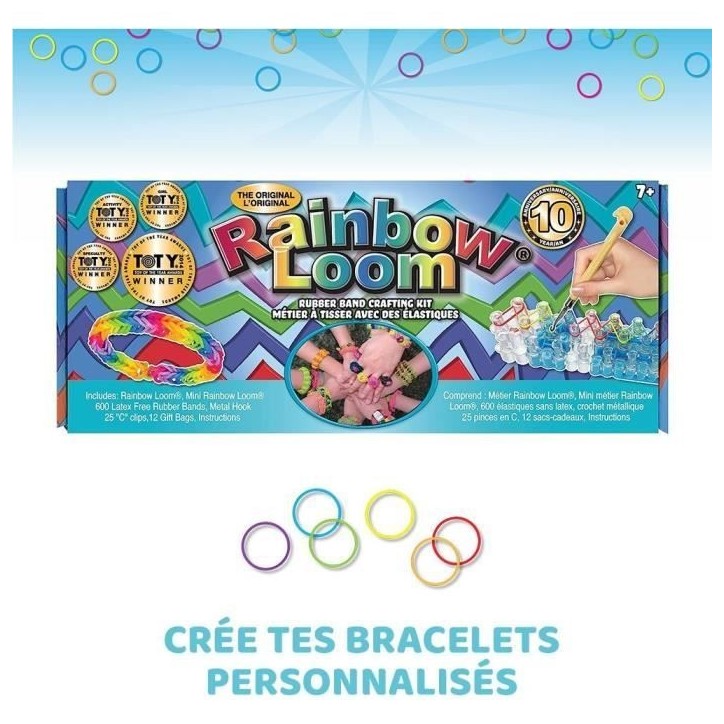 Rainbow Loom Original - Bandai - Métier a tisser avec 600 élastiques - CD00001 Rainbow Loom Original - Bandai - Métier a tisser avec 600 élastiques - CD00001
