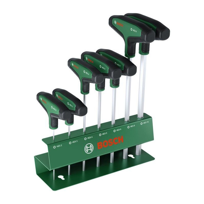 Jeu de 7 tournevis hexagonaux avec poignée en T BOSCH - 2 a 10 mm