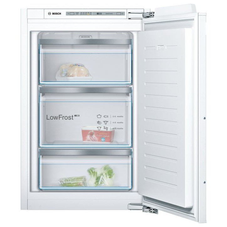 Congélateur porte BOSCH Série 4 GIV21AFE0 - Encastrable - Classe E - 96 L - 3 tiroirs - 55,8 x 54,5 x 87,4 cm Congélateur porte BOSCH Série 4 GIV21AFE0 - Encastrable - Classe E - 96 L - 3 tiroirs - 55,8 x 54,5 x 87,4 cm