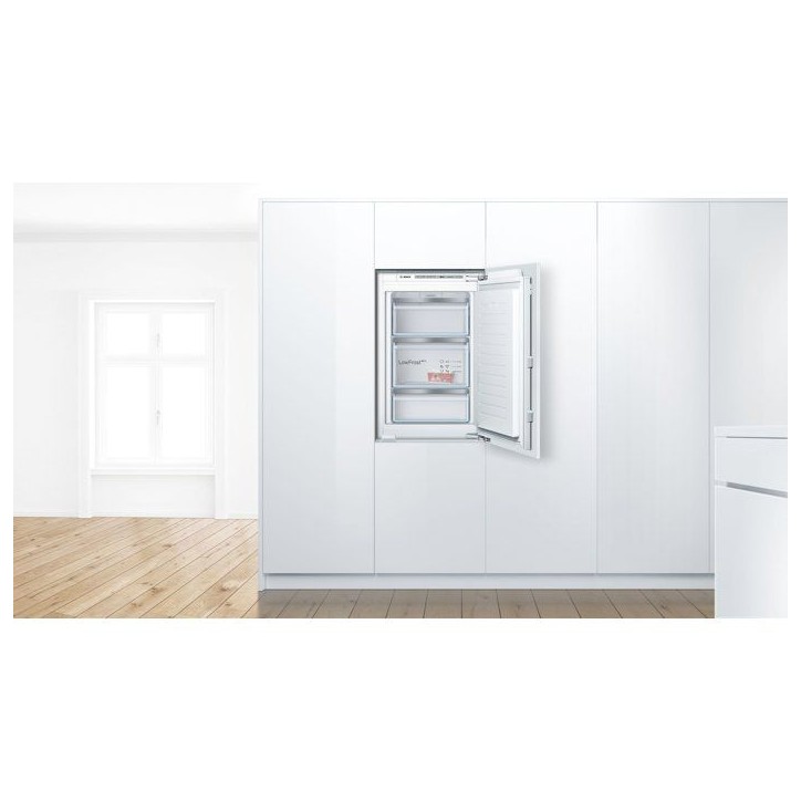 Congélateur porte BOSCH Série 4 GIV21AFE0 - Encastrable - Classe E - 96 L - 3 tiroirs - 55,8 x 54,5 x 87,4 cm Congélateur porte BOSCH Série 4 GIV21AFE0 - Encastrable - Classe E - 96 L - 3 tiroirs - 55,8 x 54,5 x 87,4 cm