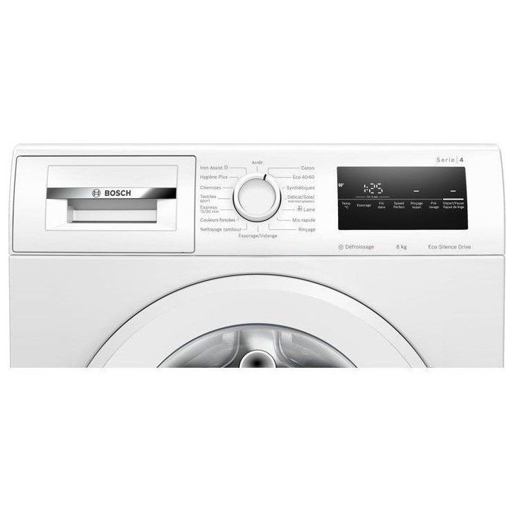 Lave-linge hublot BOSCH WAN2827UFR SER4 - 8 kg - Induction - L60cm - 1400 trs/min - Classe A - Vapeur - Blanc