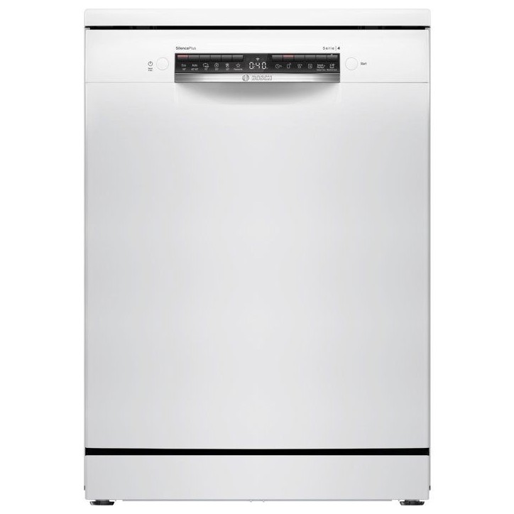 Lave-vaisselle pose libre BOSCH SMS4HMW08E SER4 - 14 couverts - EcoSilence Drive - L60cm - 44dB - tiroir a couverts - Blanc Lave-vaisselle pose libre BOSCH SMS4HMW08E SER4 - 14 couverts - EcoSilence Drive - L60cm - 44dB - tiroir a couverts - Blanc
