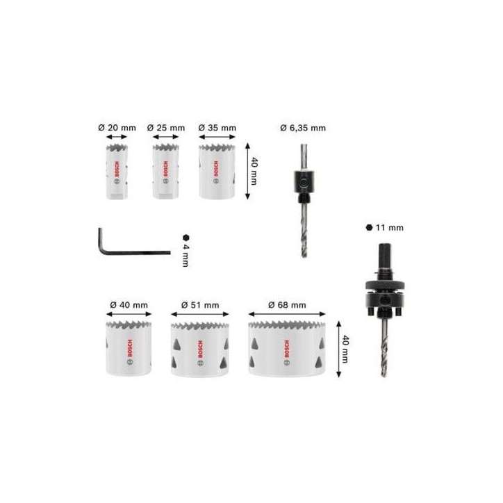 Coffret de scies trépans a filetage BOSCH PROFESSIONAL - Multi Material - 20 25 35 40 51 68 x 40 mm Coffret de scies trépans a filetage BOSCH PROFESSIONAL - Multi Material - 20 25 35 40 51 68 x 40 mm