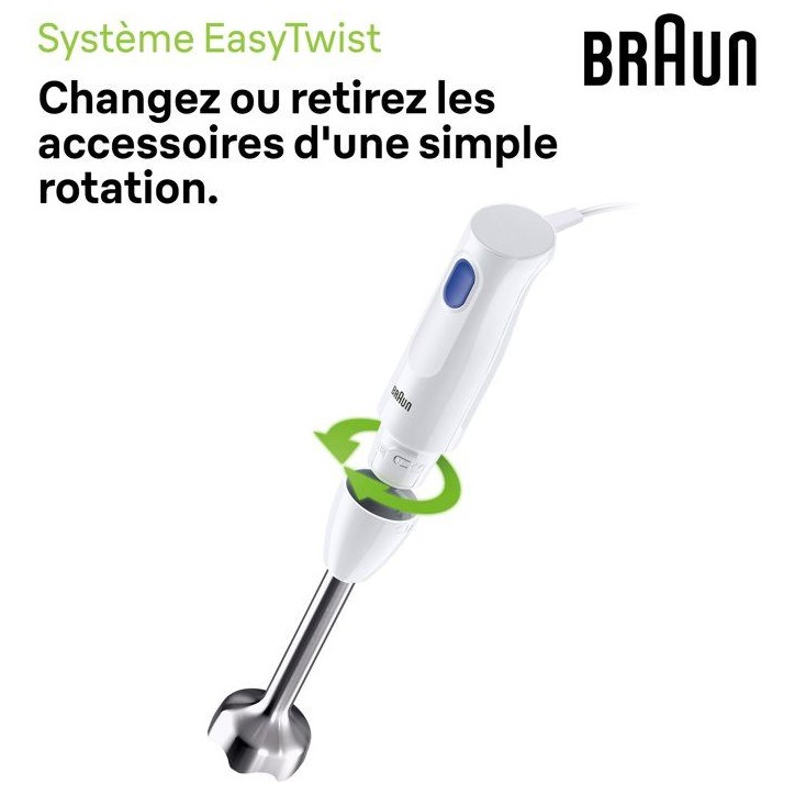 Mixeur plongeant - BRAUN - MultiQuick 1 MQ10.202M - 450 W - 1 vitesse - Blanc