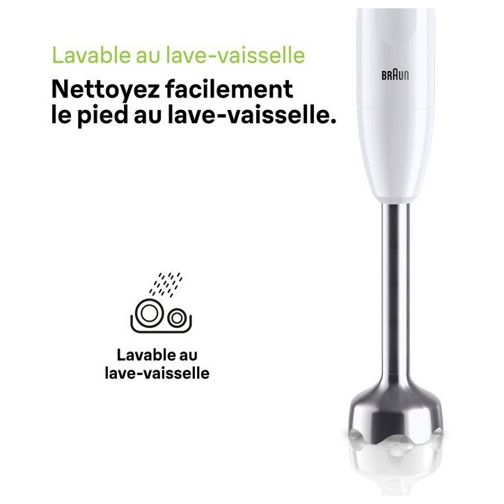 Mixeur plongeant - BRAUN - MultiQuick 1 MQ10.202M - 450 W - 1 vitesse - Blanc