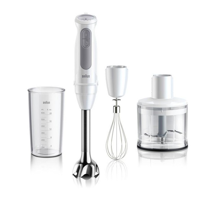 Mixeur plongeant - BRAUN - MultiQuick 5 - 1000 W - 21 vitesses - Gobelet 600 ml - Mini hachoir - Fouet - Blanc Mixeur plongeant - BRAUN - MultiQuick 5 - 1000 W - 21 vitesses - Gobelet 600 ml - Mini hachoir - Fouet - Blanc