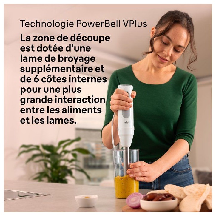 Mixeur plongeant - BRAUN - MultiQuick 5 - 1000 W - 21 vitesses - Gobelet 600 ml - Mini hachoir - Fouet - Blanc Mixeur plongeant - BRAUN - MultiQuick 5 - 1000 W - 21 vitesses - Gobelet 600 ml - Mini hachoir - Fouet - Blanc