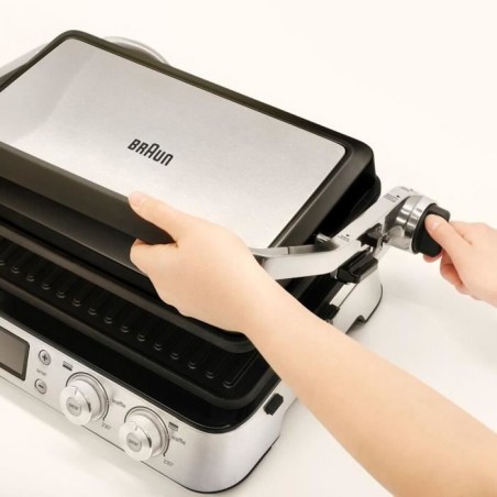 Grill multifonctions - BRAUN - Multi Grill 9 - 2000 W - 3 positions de chauffe - Noir / Acier