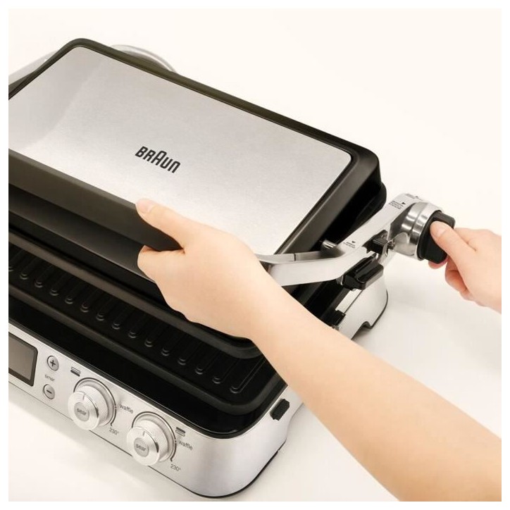 Grill multifonctions - BRAUN - Multi Grill 9 - 2000 W - 3 positions de chauffe - Noir / Acier Grill multifonctions - BRAUN - Multi Grill 9 - 2000 W - 3 positions de chauffe - Noir / Acier