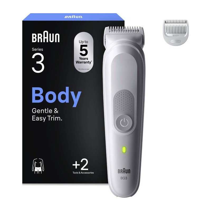 Tondeuse pour le corps - BRAUN - BG3500 - 80 min - Étanche - Gris