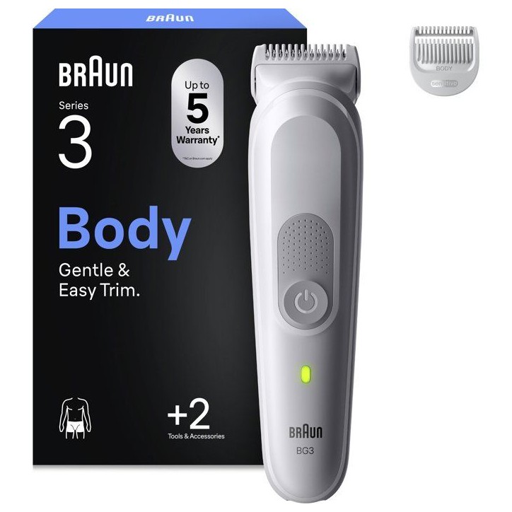 Tondeuse pour le corps - BRAUN - BG3500 - 80 min - Étanche - Gris Tondeuse pour le corps - BRAUN - BG3500 - 80 min - Étanche - Gris