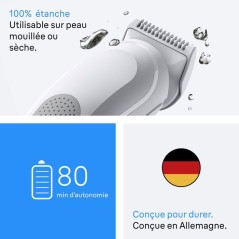 Tondeuse pour le corps - BRAUN - BG3500 - 80 min - Étanche - Gris