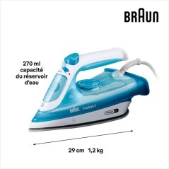 Fer a vapeur BRAUN FI3144 BL FreeStyle 3 - Semelle SuperCeramic - Puis
