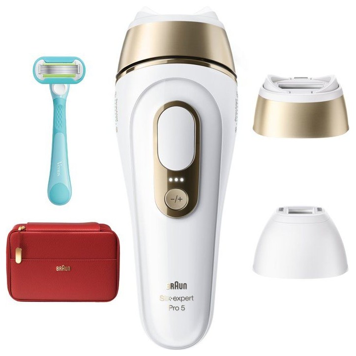 Épilateur a lumiere pulsée - BRAUN - Silk·expert Pro 5 PL5221 - IPL - Capteur SkinProtect - Blanc et Or Épilateur a lumiere pulsée - BRAUN - Silk·expert Pro 5 PL5221 - IPL - Capteur SkinProtect - Blanc et Or