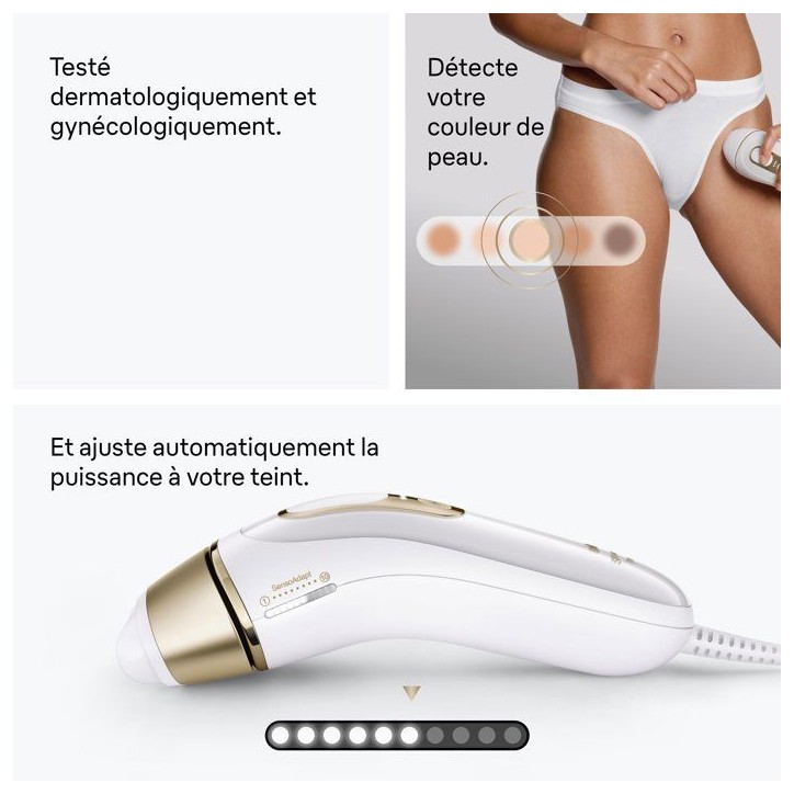 Épilateur a lumiere pulsée - BRAUN - Silk·expert Pro 5 PL5221 - IPL - Capteur SkinProtect - Blanc et Or Épilateur a lumiere pulsée - BRAUN - Silk·expert Pro 5 PL5221 - IPL - Capteur SkinProtect - Blanc et Or