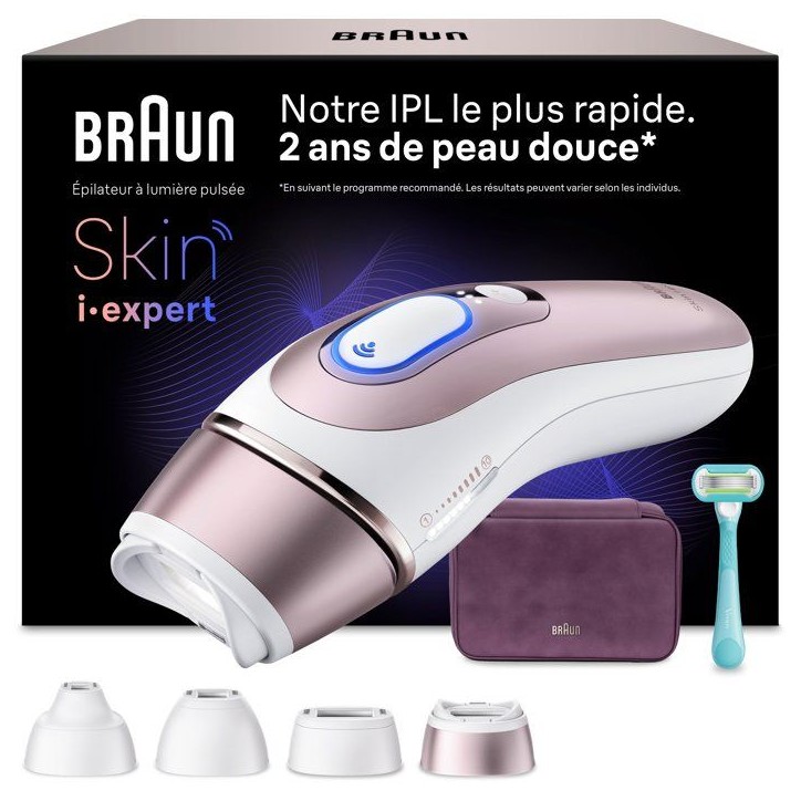 Épilateur a lumiere pulsée - BRAUN - Skin i-expert PL7431 - IPL - Capteur SkinProtect - Blanc et Rose gold Épilateur a lumiere pulsée - BRAUN - Skin i-expert PL7431 - IPL - Capteur SkinProtect - Blanc et Rose gold