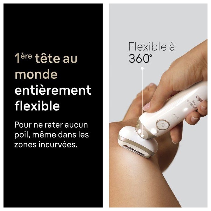 Épilateur électrique - BRAUN - SES9-030 3D - 2 modes - 50 min - Étanche - Blanc / Or