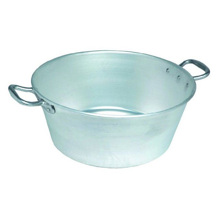 Bassine a gras lourde - LE PRATIQUE - Pro type Landaise - Ø 45 cm - 21 L - Épaisseur 2 mm - Anse alu Bassine a gras lourde - LE PRATIQUE - Pro type Landaise - Ø 45 cm - 21 L - Épaisseur 2 mm - Anse alu