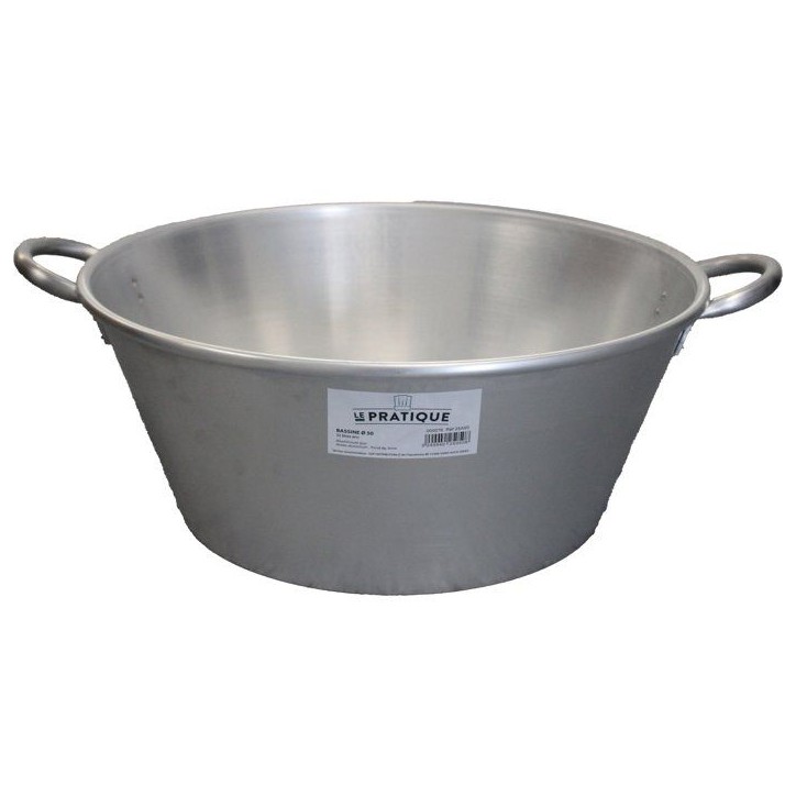 Bassine a gras lourde - LE PRATIQUE - Pro type Landaise - Ø 50 cm - 32 L - Épaisseur 3 mm - Anse alu Bassine a gras lourde - LE PRATIQUE - Pro type Landaise - Ø 50 cm - 32 L - Épaisseur 3 mm - Anse alu