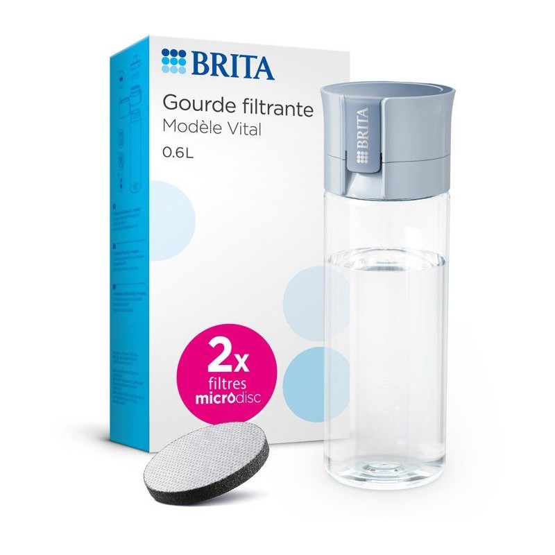Gourde filtrante - BRITA - 2 microdiscs inclus - Bleu pastel