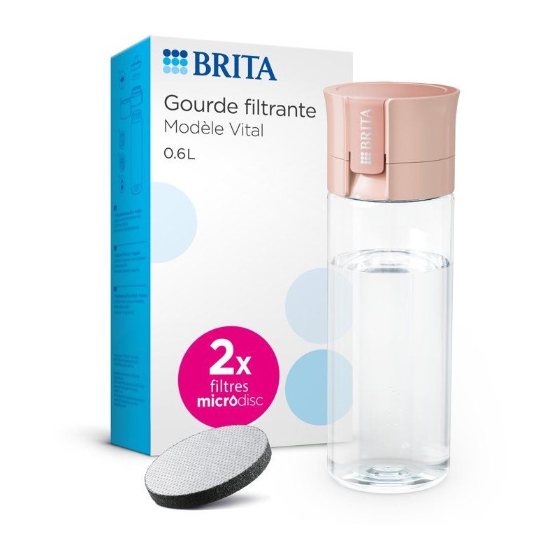 Gourde filtrante - BRITA - 2 microdiscs inclus - Abricot