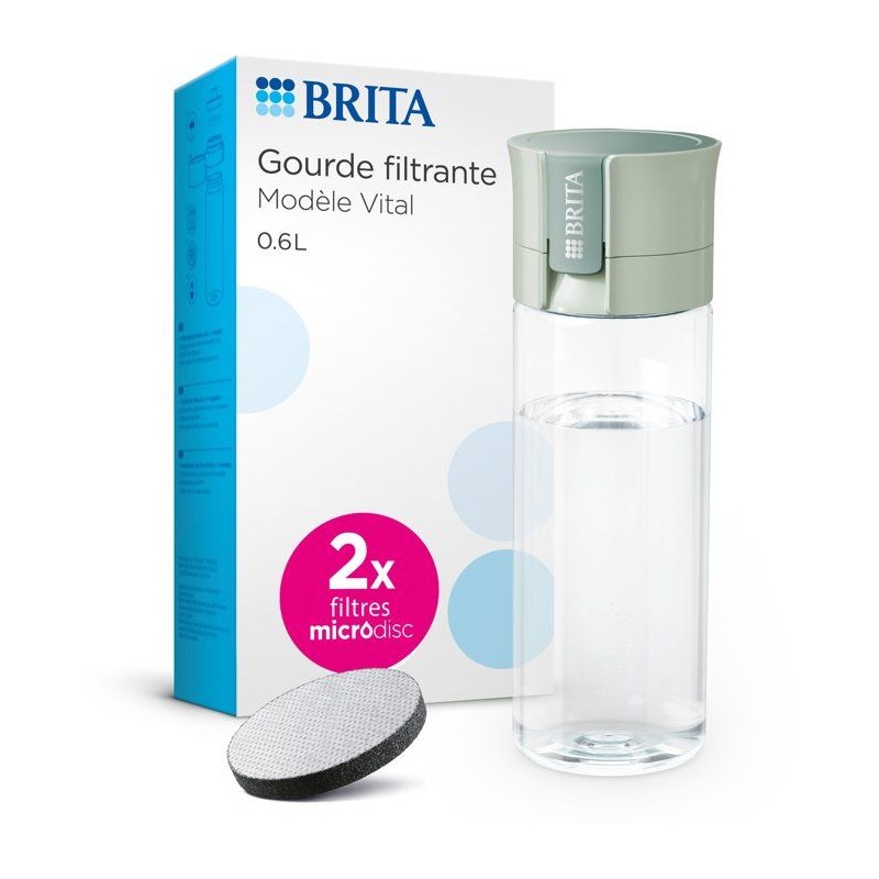 Gourde filtrante - BRITA - 2 microdiscs inclus - Vert pastel