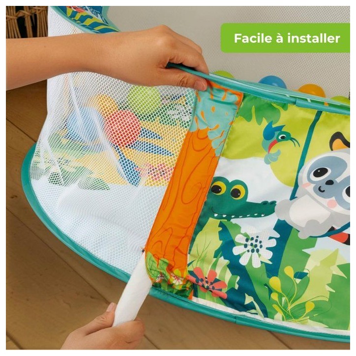 BRIGHT STARTS- Piscine a Balles Rainforest pliable avec sac de transport inclus, 20 balles BRIGHT STARTS- Piscine a Balles Rainforest pliable avec sac de transport inclus, 20 balles