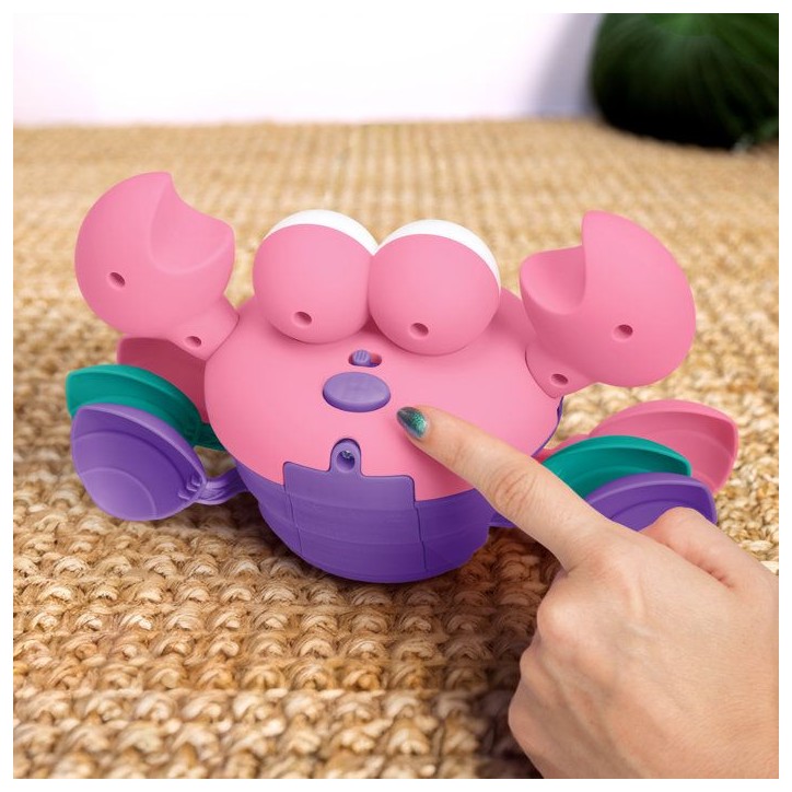 BRIGHT STARTS Crabe qui marche, Jouet bébé 6M+, jouet musical, jouet de motricité globale et fine, capteurs a obstacle, rose