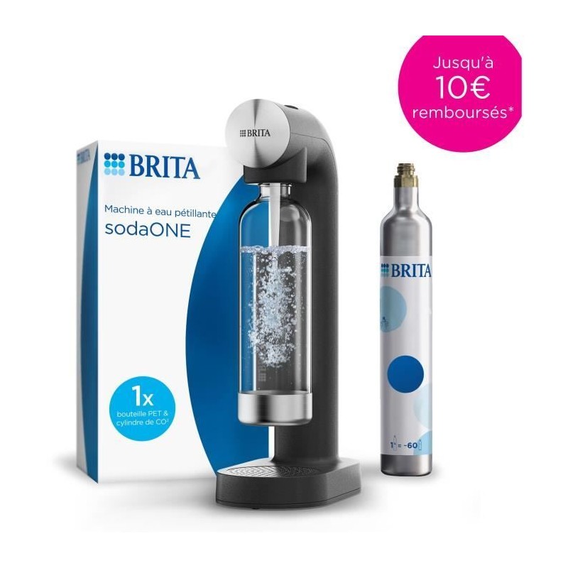 Machine a soda BRITA - SodaONE Noire - 1 Bouteille 1L et 1 Cylindre de