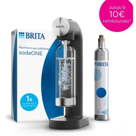 Machine a soda BRITA - SodaONE Noire - 1 Bouteille 1L et 1 Cylindre de