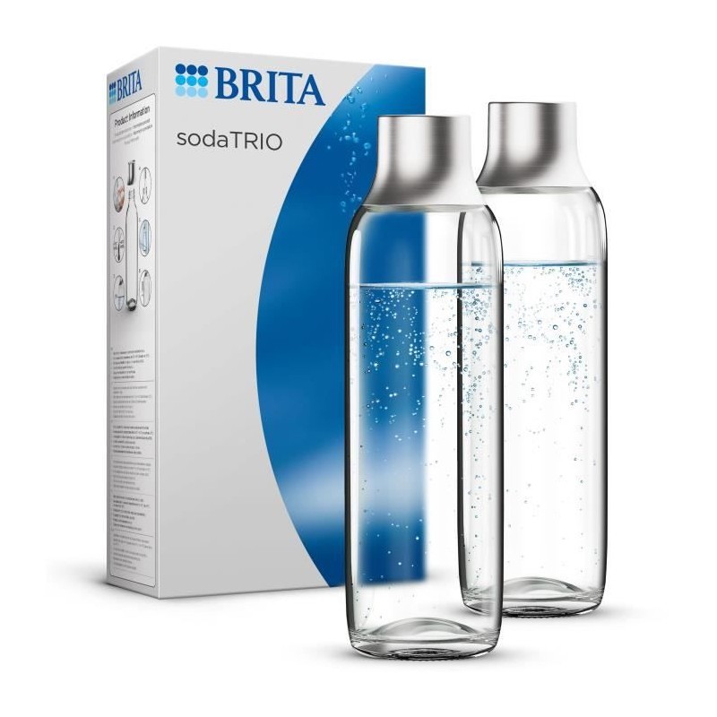 Pack 2 bouteilles BRITA - Pour machine SodaTRIO - Capacité 1L - Verre