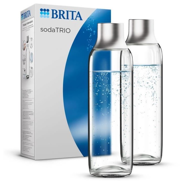 Pack 2 bouteilles BRITA - Pour machine SodaTRIO - Capacité 1L - Verre