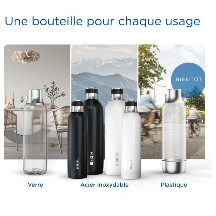 Pack 2 bouteilles BRITA - Pour machine SodaTRIO - Capacité 1L - Verre