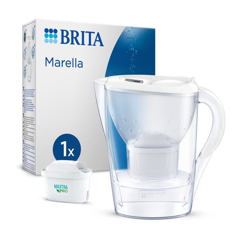 Carafe filtrante BRITA - Marella Blanche - Capacité 2,4L dont 1,4L d'
