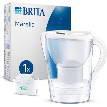 Carafe filtrante BRITA - Marella Blanche - Capacité 2,4L dont 1,4L d'